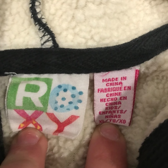 Roxy Black/Pink Embroidered Logo Full Zip Up - Picture 3 of 5